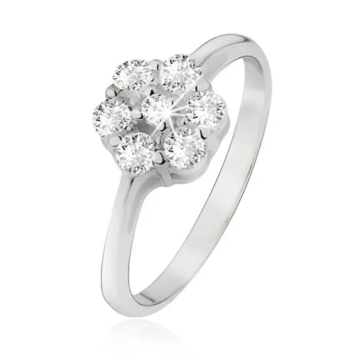 Prsteň zo striebra 925, kvet z čírych okrúhlych zirkónov - Veľkosť: 54 mm