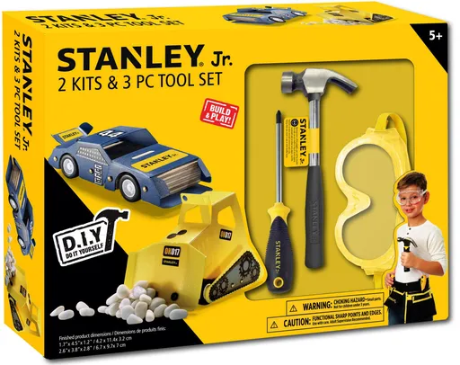 Stanley Jr. U004-K02-T03-SY Sada autíčko, bager a 3 kusov náradia