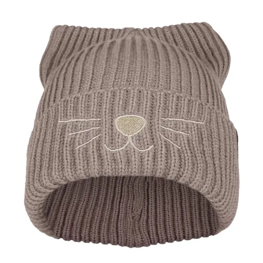 Bontis Pletená čiapka s výšivkou Mačka - Kašmírová | uni