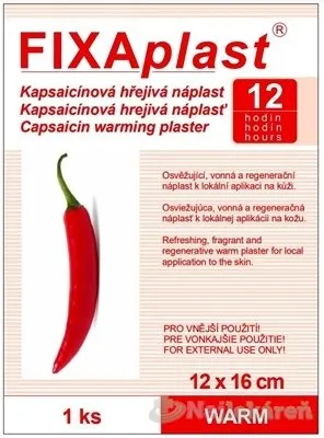 FIXAplast WARM Hrejivá relaxačná náplasť 12 x 16 cm, 1 ks