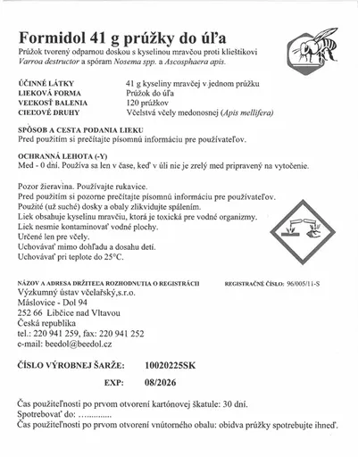 Formidol doštičky do úľa proti roztočom 2ks