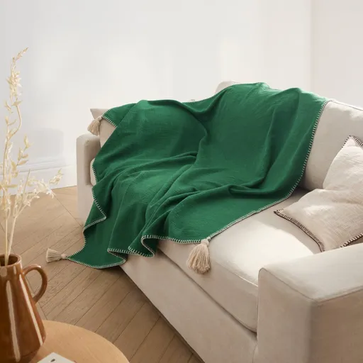 Jednofarebný pléd z textúrovanej bavlny