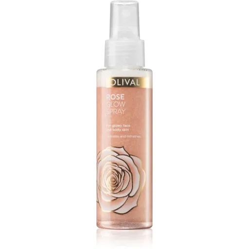 Olival Rose Glow rozjasňujúci sprej na tvár a telo s trblietkami 100 ml