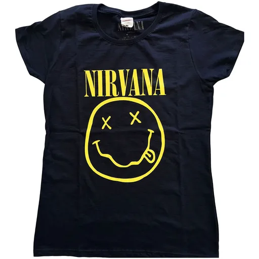 Nirvana tričko Yellow Smiley Modrá XXL