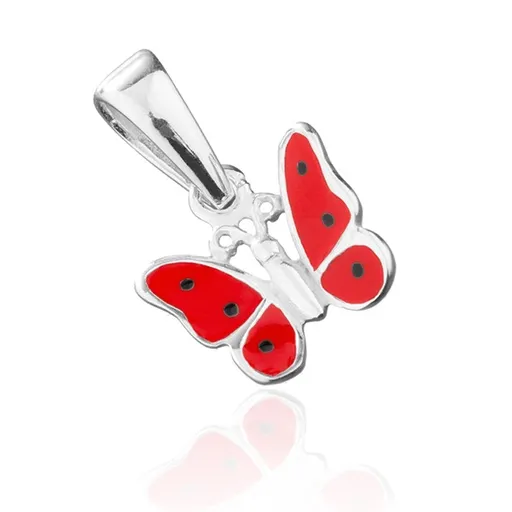 Prívesok zo striebra 925 - červený motýľ