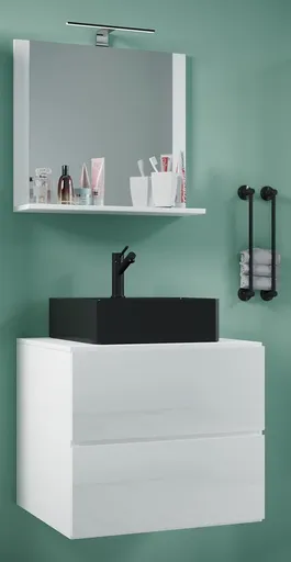 VCM 3dílná umyvadlová skříňka Lendas BL M 60 cm se zrcadlem, bílá