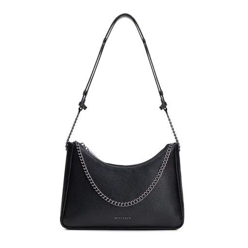 Dámska kožená kabelka typu bagetka čierno-grafitová 100-4E-606-G1