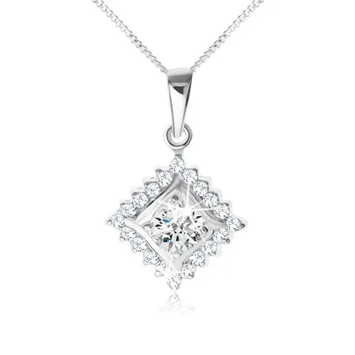 Náhrdelník zo striebra 925, prívesok štvorca s čírymi zirkónmi