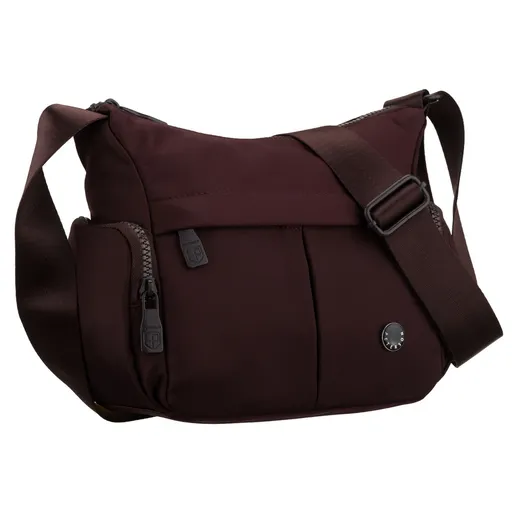 Dámska bordová mestská crossbody kabelka z polyesteru, dvojkomorová so širokým popruhom