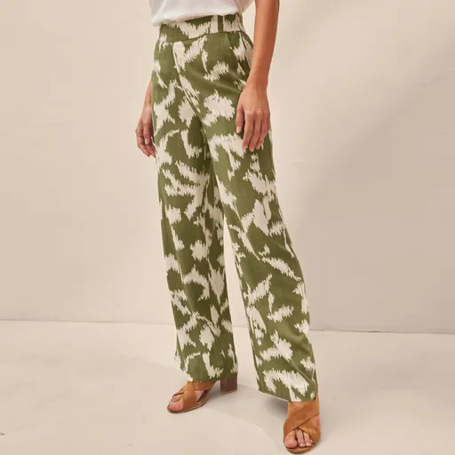 Široké nohavice s potlačou a pružným pásom