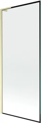 MEXEN/S - Next L vaňová zástena FIX 80 x 150, čierna vzor, zlatá kartáčovaná 895-080-000-03-70-55