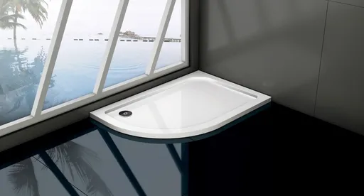 OLSEN SPA - Asymetrická štvrťkruhová mramorová sprchová vanička VENETS R550 - Rozmer A - 120, Rozmer B - 90, Spôsob prevedenia - Ľavé VANKASCTVR9012L