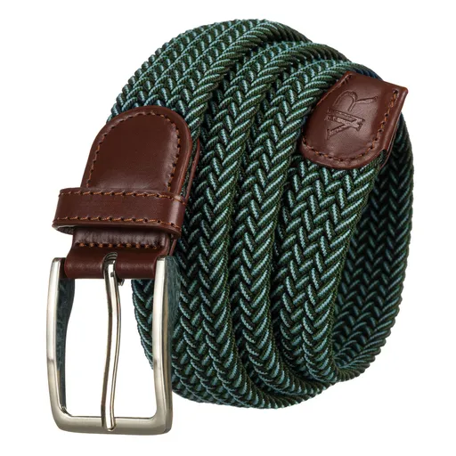 Zelený pletený opasok s kovovou prackou v striebornej farbe – Rovicky