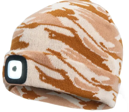 DEEL LED lampa čiapka béžová kamufláž