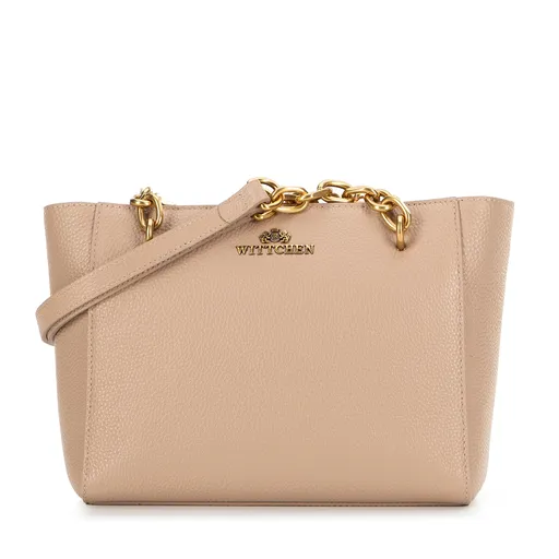 Dámska ramenná kožená kabelka béžová 100-4E-604-9