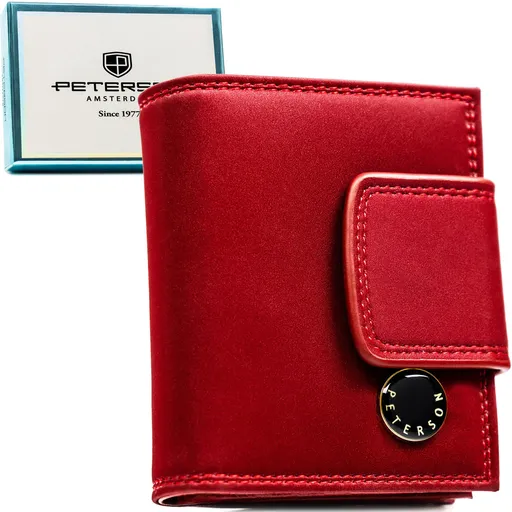 Červená dámska kožená peňaženka s RFID ochranou a dvojitým priečinkom na mince - Peterson