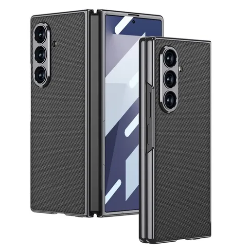 GKK LEATHER Kryt so sklom pre Samsung Galaxy Z Fold7 5G CARBON