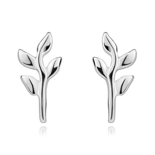 Náušnice zo striebra 925 - vetvička s plnými listami, puzetky