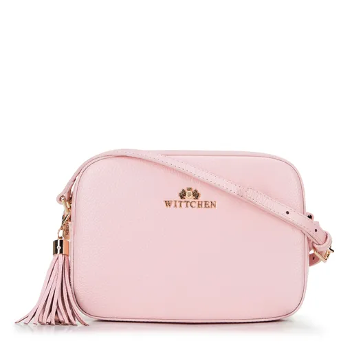 Dámska kožená listová kabelka boxová s brmbolcom púdrová ružová 29-4E-014-P