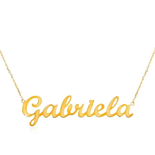 Náhrdelník v žltom zlate 585 - jemná retiazka, lesklý prívesok Gabriela