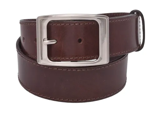 Kožený dámsky opasok 724-40-36 tmavohnedý šitý pracka Estera