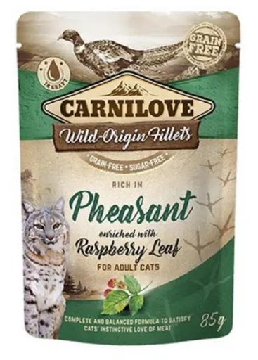 Carnilove cat Rich bažant a malinové listy v kapsičkách pre mačky 24x85g