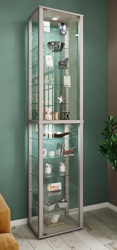 VCM Stojací vitrína Kavisa XXL, stříbrná