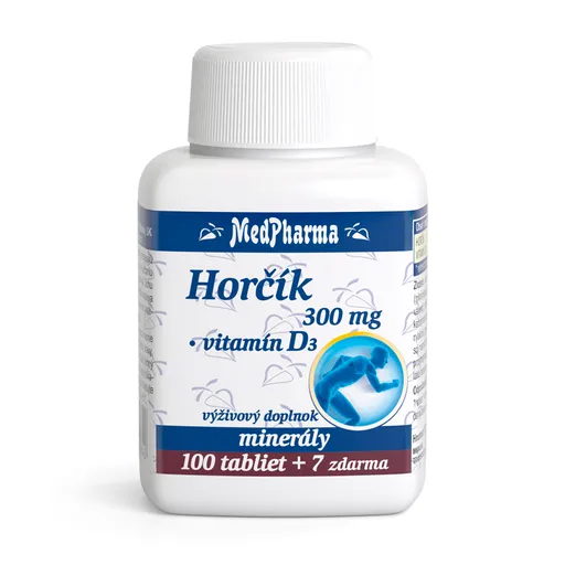 MedPharma Hořčík 300 mg + vitamín D3 107 tabliet