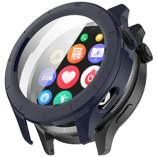 PC FULL COVER Plastový kryt so sklom pre Xiaomi Watch S4 tmavomodrý