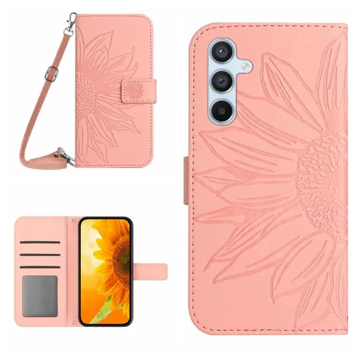 ART SUNFLOWER Peňaženkový obal so šnúrkou pre Samsung Galaxy A36 ružový