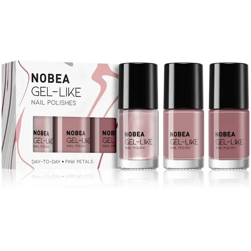 NOBEA Day-to-Day 3-Piece Gel-like Nail Polish set sada lakov na nechty Pink Petals
