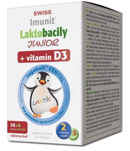 Swiss Imunit Laktobacily Junior + Vitamín D3 30+6 tabliet