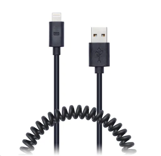 CONNECT IT Wirez Apple Lightning - USB špirálový flexibilný kábel, 1, 2 m, čierny
