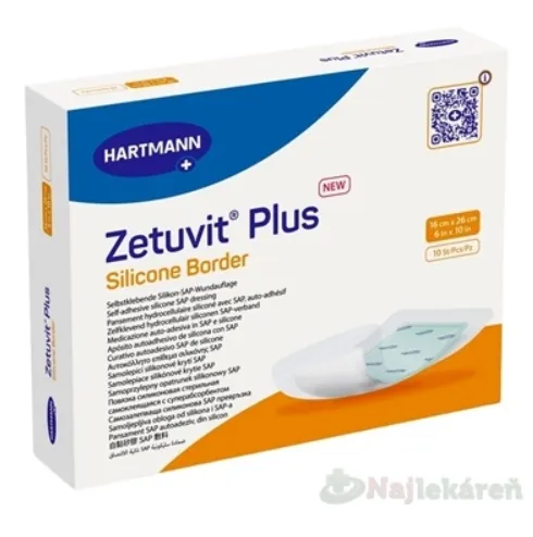 Zetuvit Plus Silicone Border kompres sterilný 16x26cm 10ks