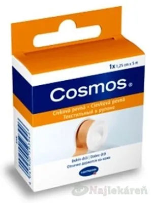 COSMOS Cievková pevná náplasť fixačná z textilnej tkaniny (1,25cmx5m) 1ks