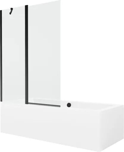 MEXEN/S - Cube obdĺžniková vaňa 180 x 80 cm s panelom + vaňová zástena 120, transparent, čierna 550518080X9412117000