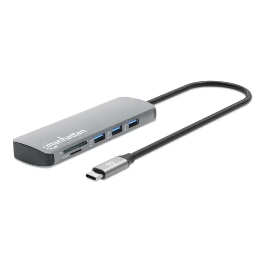 MANHATTAN Dokovacia stanica USB-C 9v1, 1xHDMI, 2xUSB-C, 3xUSB, 1xRJ45, čítačka SD kariet, sivá