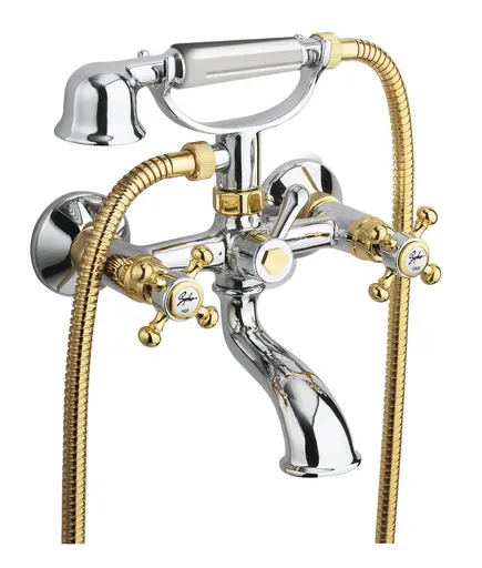 SAPHO - ANTEA nástenná vaňová batéria kompletná, chróm/zlato 3012