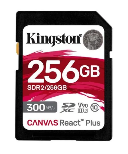 Kingston 256 GB Canvas React Plus SDXC UHS-II 300 R/260 W U3 V90 pre Full HD/4K/8K