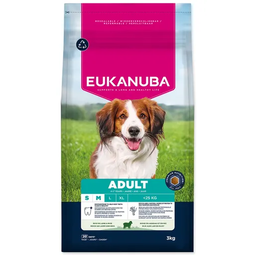 Krmivo EUKANUBA Adult Small and Medium breed rich in lamb 3 kg