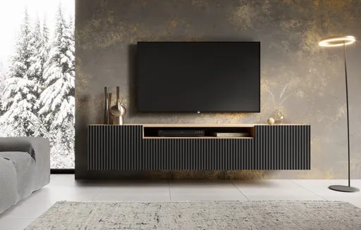 ArtAdrk TV stolík NOEMI závesný | dub artisan / čierna