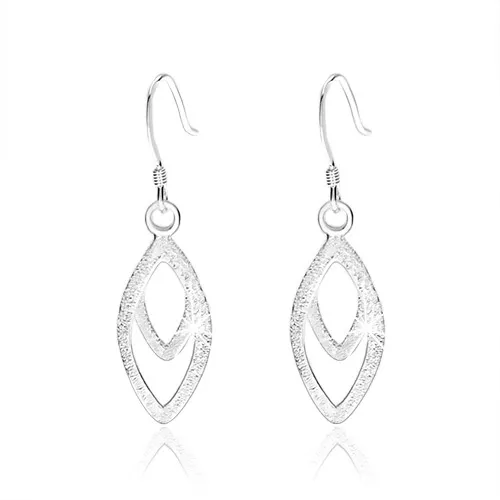 Žiarivé náušnice zo striebra 925, kontúra dvoch oválov, trblietavý povrch