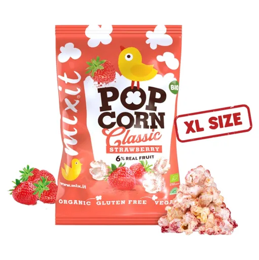 MIXIT Veľký popcorn jahoda BIO 75 g