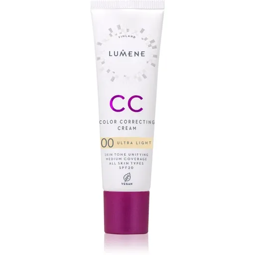 Lumene CC Color Correcting Cream CC krém pre jednotný tón pleti SPF 20 odtieň 00 Ultra Light (Warm) 30 ml