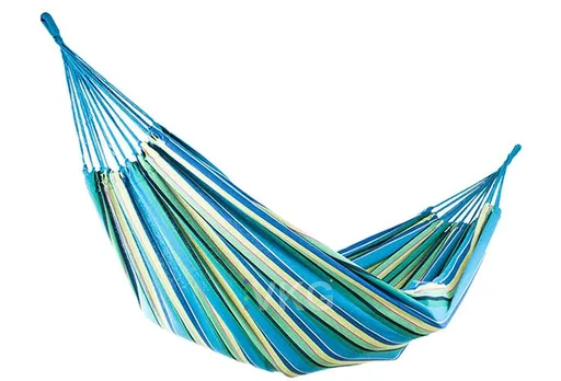 Hojdacia bavlnená sieť, modro-zelená, dvojitá - 270x150cm