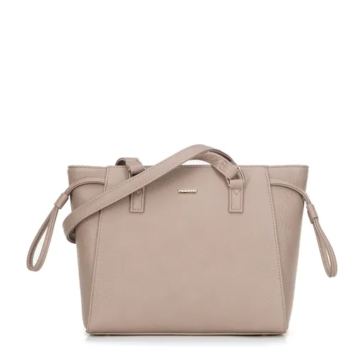 Dámska shopperka s ozdobnými sťahovacími šnúrkami šedá 29-4Y-606-8