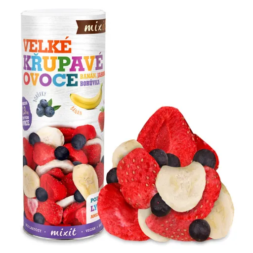 MIXIT Veľké chrumkavé ovocie banán, jahoda, čučoriedka 160 g