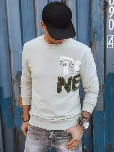 Pánska béžová mikina s potlačou