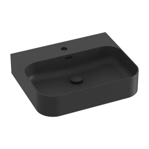 Umývadlo Ravak Ceramic Slim 55,3x45,2 cm černá mat otvor pre batériu uprostred XJX0D155005