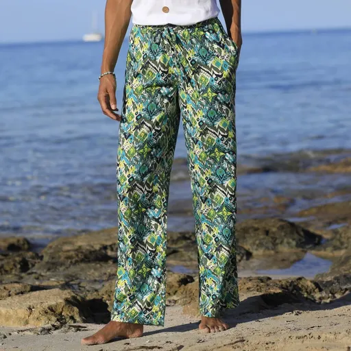 Vzdušné široké nohavice s pružným pásom a potlačou